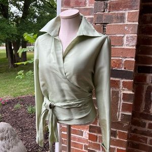 Sherrie Bloom Light Green Wrap Blouse